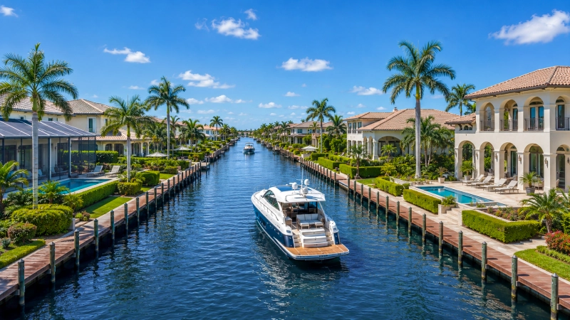 Houses on a Canal in Cape Coral, Florida